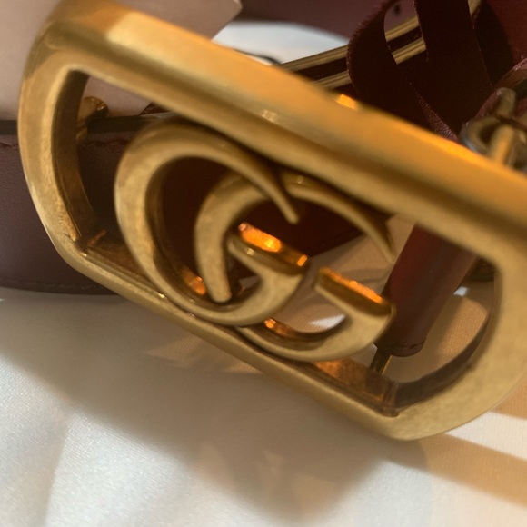 Sexy Burgundy belt with double G hardware. Size 100cm main image 8